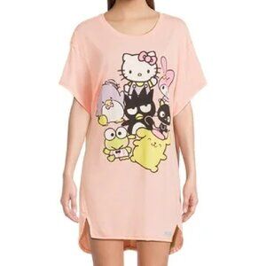 Hello Kitty Women’s Graphic Sleepshirt, Crewneck, Short Sleeves, Peach Sorbet